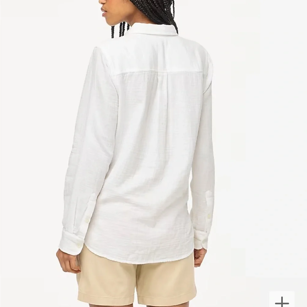 J crew white gauze button up shirt